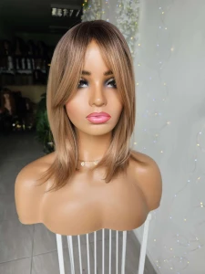 Peruka Mia, mix ciepły jasny/średni blond/brąz 3D z odrostem 