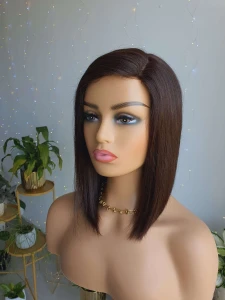 Peruka z włosów naturalnych Anna ciemny brąz bob