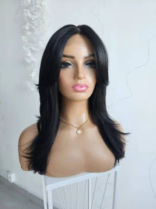 Peruka premium Kim 50 cm, kolor czarny lace front