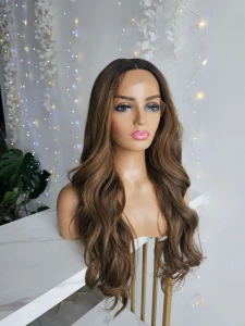Peruka premium Jane, jasny i średni brąz z odrostem,  lace front